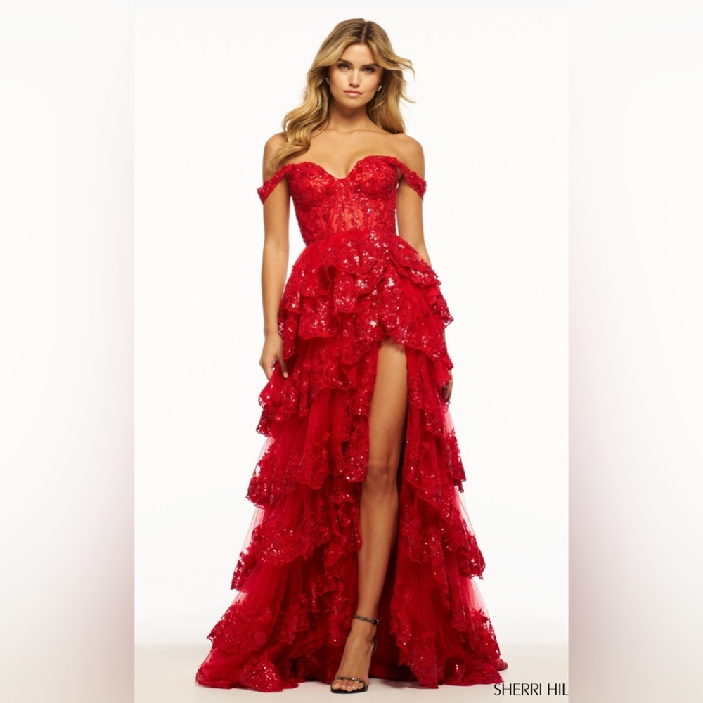 Sherri Hill 55500 Red Prom Dress